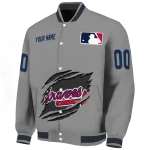 custom atlanta braves claw rend grey varsity jacket best selling