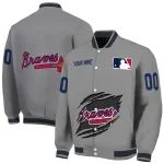 custom atlanta braves claw rend grey varsity jacket best selling