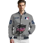 custom atlanta braves claw rend grey varsity jacket best selling