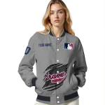 custom atlanta braves claw rend grey varsity jacket best selling