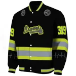 custom atlanta braves heartbeat accent black green varsity jacket best selling