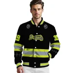 custom atlanta braves heartbeat accent black green varsity jacket best selling