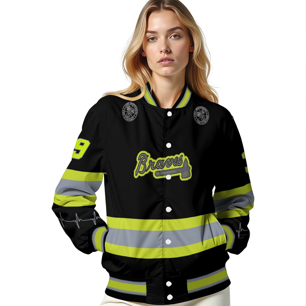 custom atlanta braves heartbeat accent black green varsity jacket latest model custom atlanta braves heartbeat accent black green varsity jacket latest model