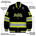custom atlanta braves heartbeat accent black green varsity jacket best selling