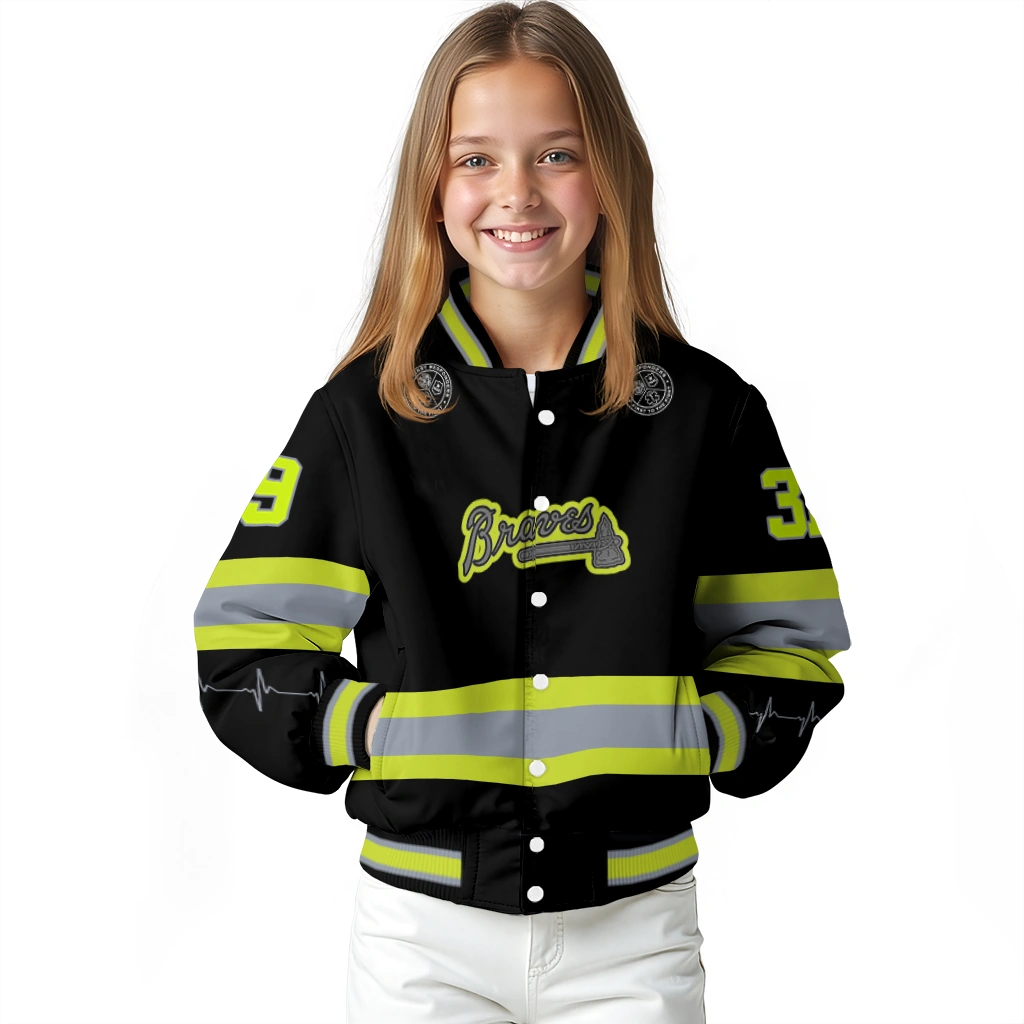 custom atlanta braves heartbeat accent black green varsity jacket top rated custom atlanta braves heartbeat accent black green varsity jacket top rated