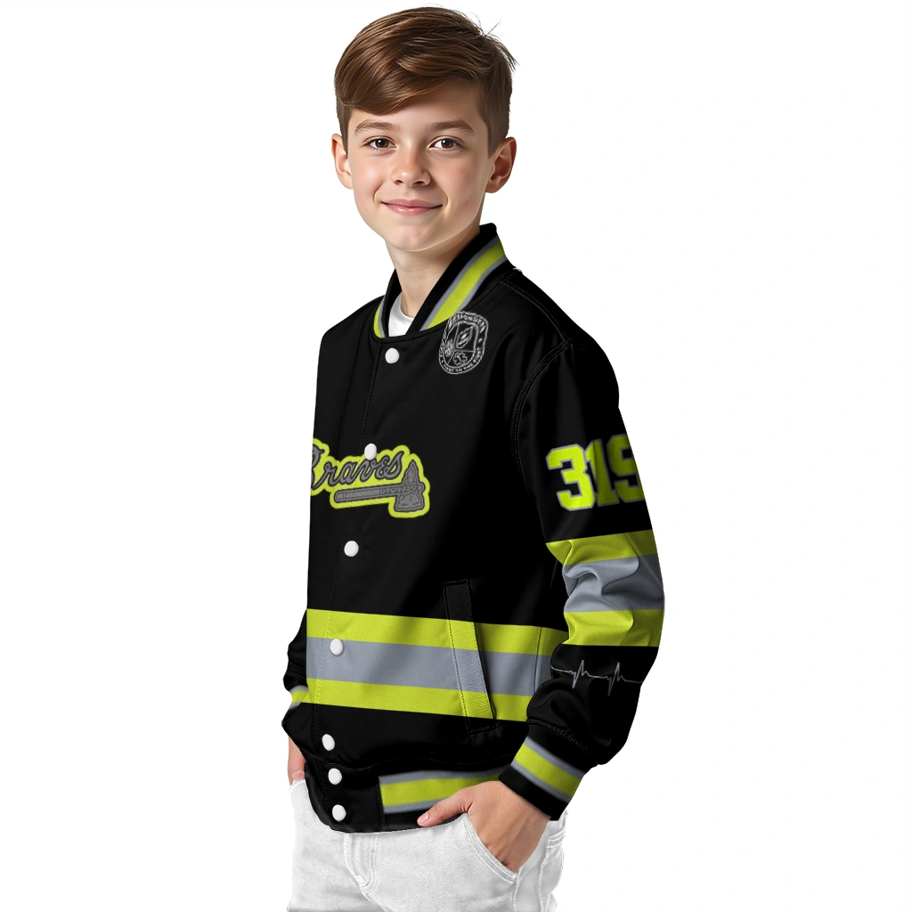 custom atlanta braves heartbeat accent black green varsity jacket trendy custom atlanta braves heartbeat accent black green varsity jacket trendy