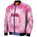 custom atlanta braves pink tie dye pink bomber jacket best selling