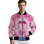 custom atlanta braves pink tie dye pink bomber jacket best selling