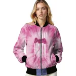 custom atlanta braves pink tie dye pink bomber jacket best selling