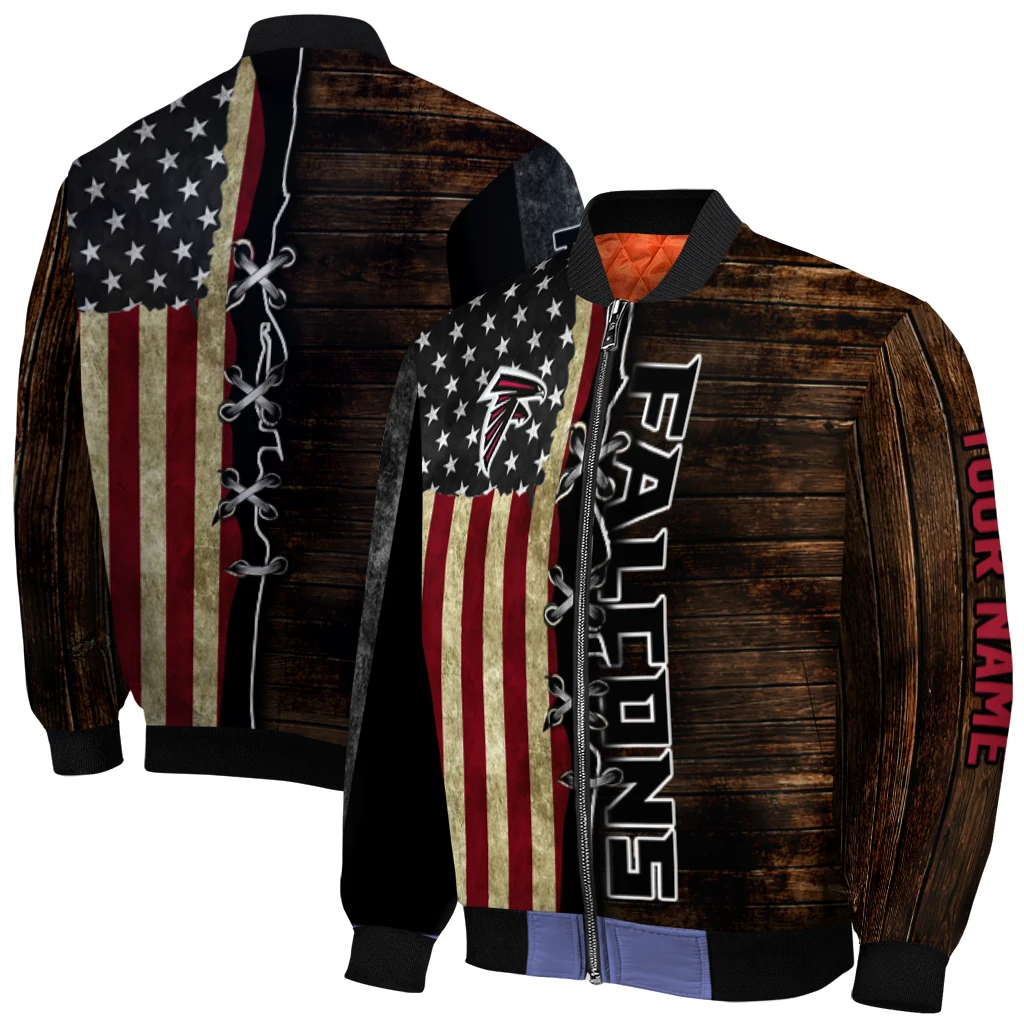 custom atlanta falcons flag wood brown bomber jacket best selling custom atlanta falcons flag wood brown bomber jacket best selling