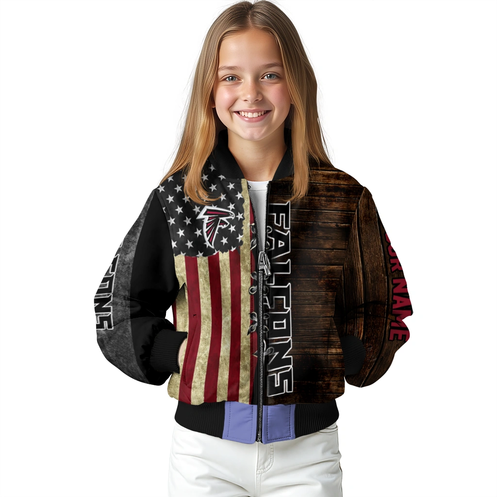 custom atlanta falcons flag wood brown bomber jacket top rated custom atlanta falcons flag wood brown bomber jacket top rated