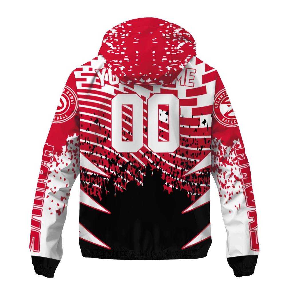 custom atlanta hawks brick motion red black windbreaker jacket fashion forward custom atlanta hawks brick motion red black windbreaker jacket fashion forward