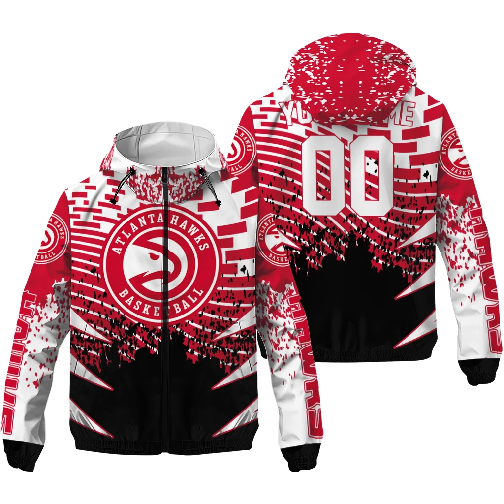 custom atlanta hawks brick motion red black windbreaker jacket high quality custom atlanta hawks brick motion red black windbreaker jacket high quality
