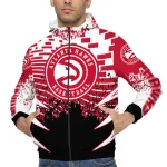 custom atlanta hawks brick motion red black windbreaker jacket best selling