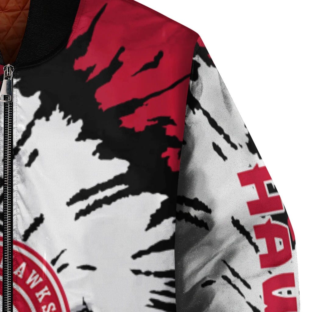 custom atlanta hawks burst splatter red bomber jacket premium grade custom atlanta hawks burst splatter red bomber jacket premium grade