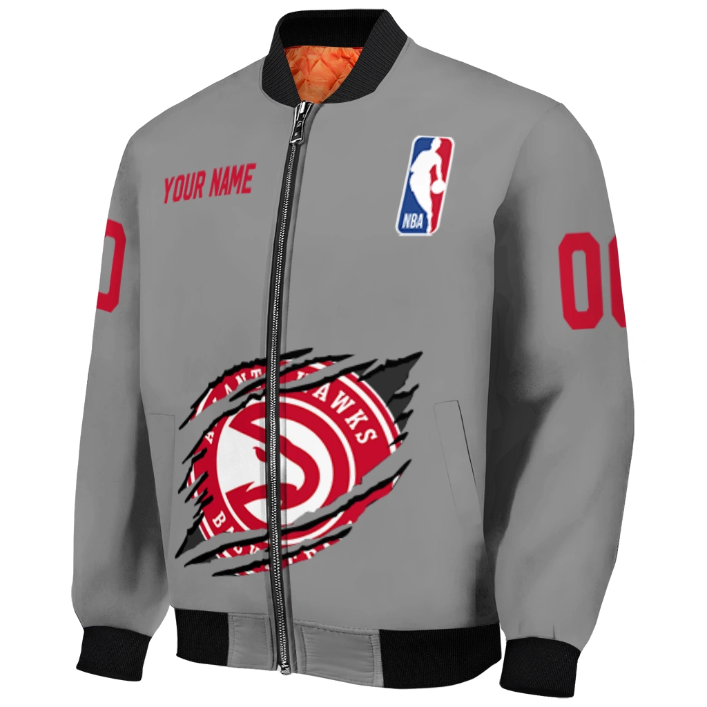 custom atlanta hawks claw accent grey bomber jacket fashion forward custom atlanta hawks claw accent grey bomber jacket fashion forward