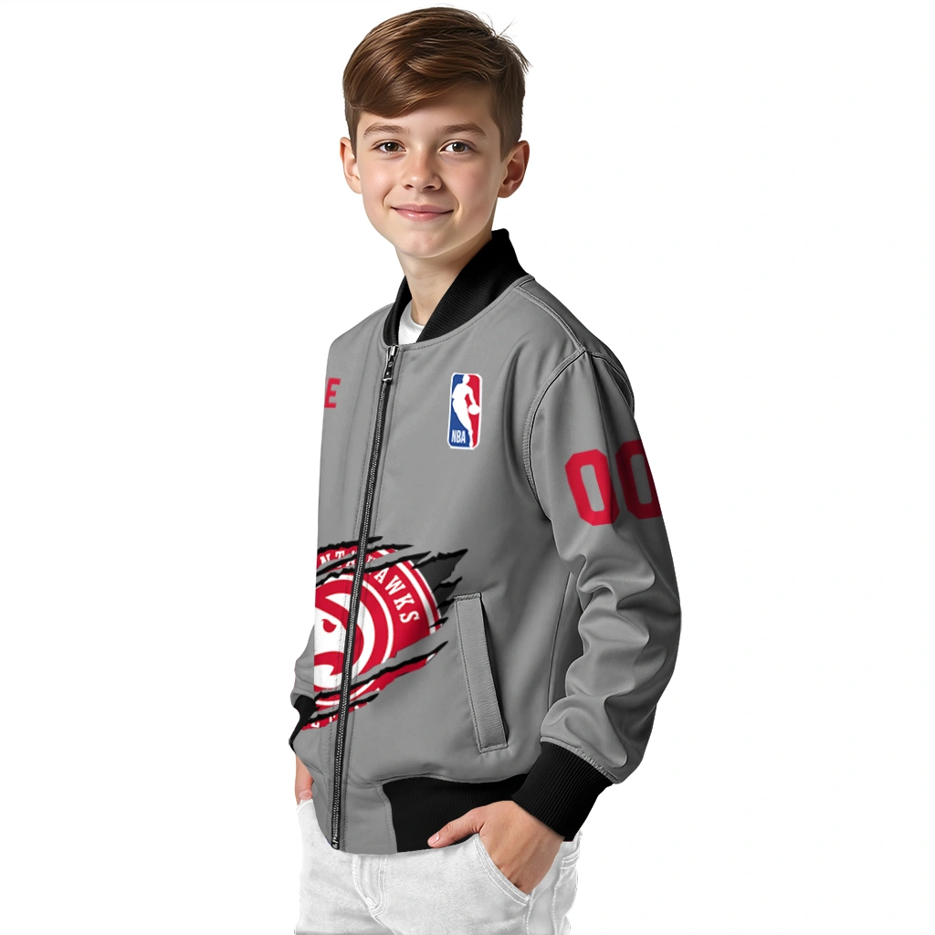 custom atlanta hawks claw accent grey bomber jacket trendy custom atlanta hawks claw accent grey bomber jacket trendy