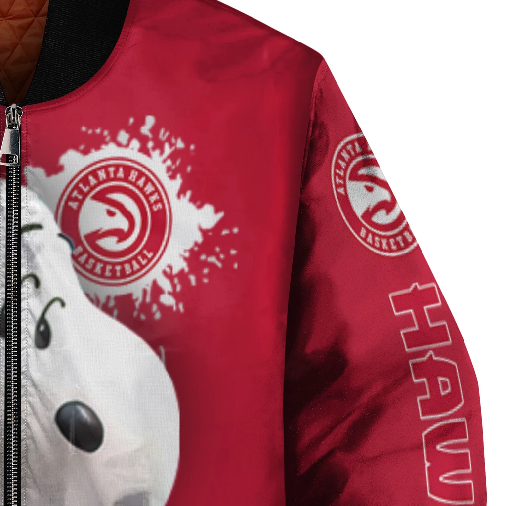 custom atlanta hawks snoopy head red bomber jacket premium grade custom atlanta hawks snoopy head red bomber jacket premium grade