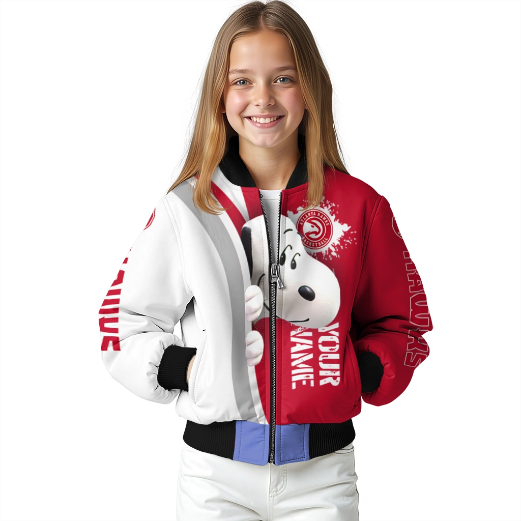 custom atlanta hawks snoopy head red bomber jacket top rated custom atlanta hawks snoopy head red bomber jacket top rated