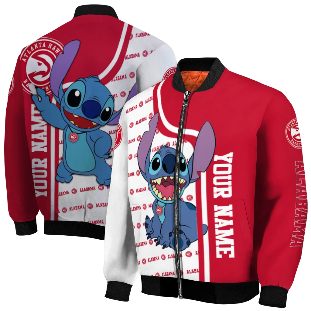custom atlanta hawks stitch laughing red bomber jacket best selling custom atlanta hawks stitch laughing red bomber jacket best selling