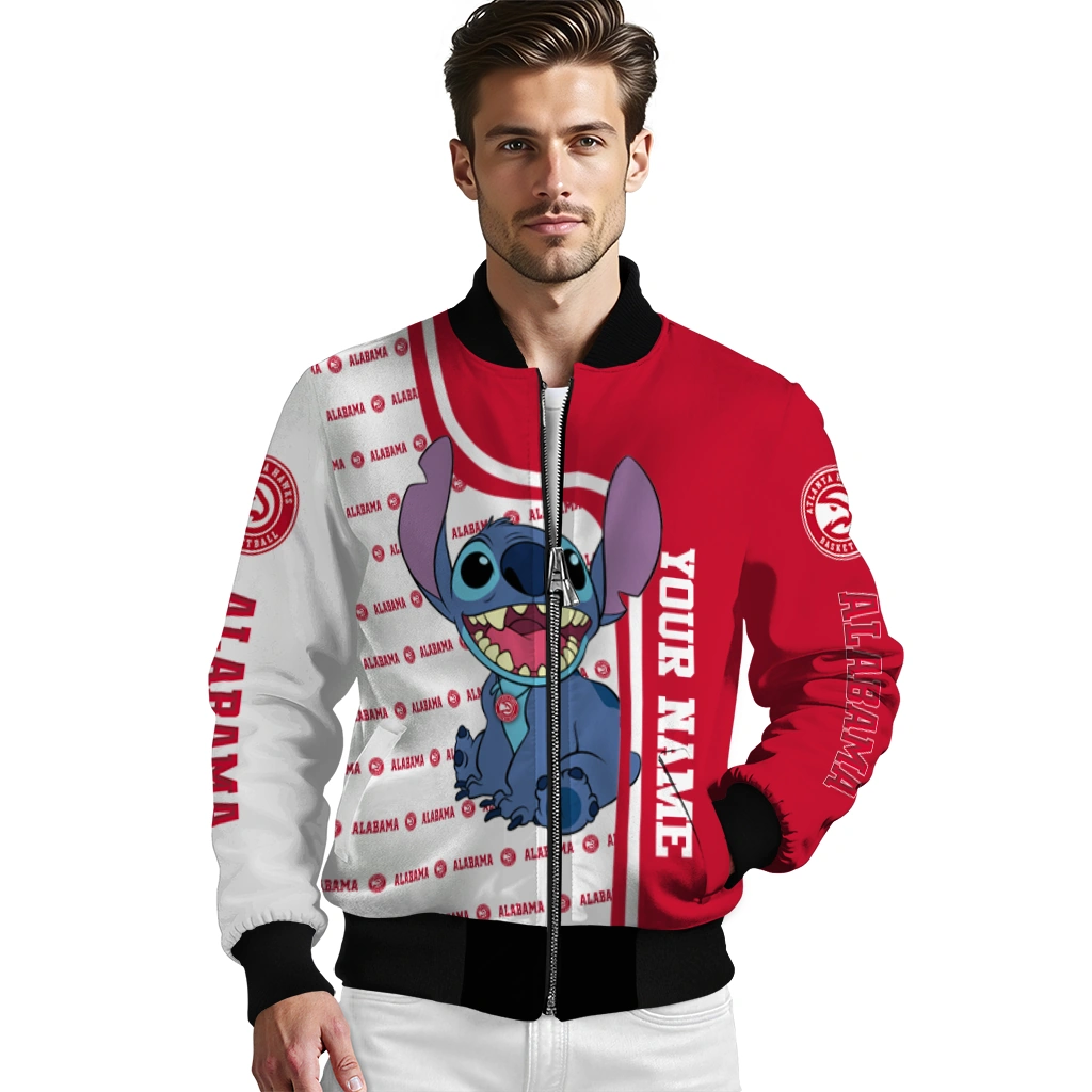 custom atlanta hawks stitch laughing red bomber jacket high quality custom atlanta hawks stitch laughing red bomber jacket high quality