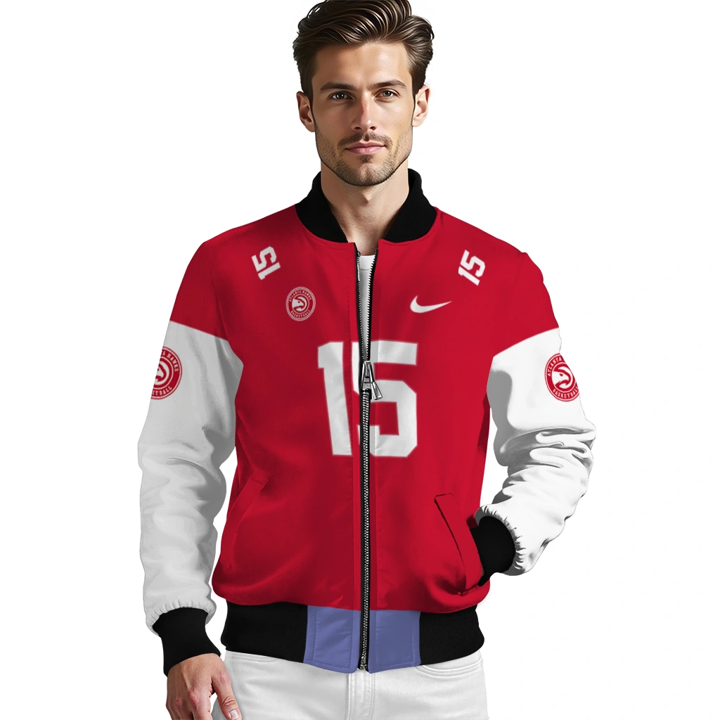 custom atlanta hawks team patch red bomber jacket high quality custom atlanta hawks team patch red bomber jacket high quality
