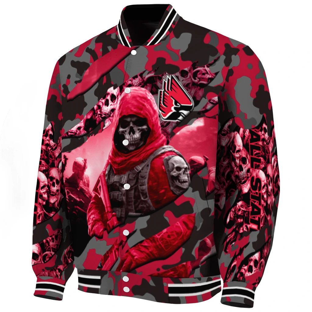 custom ball state cardinals skull horde red varsity jacket best selling custom ball state cardinals skull horde red varsity jacket best selling