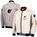 custom baltimore orioles athlete pinstripes white bomber jacket best selling