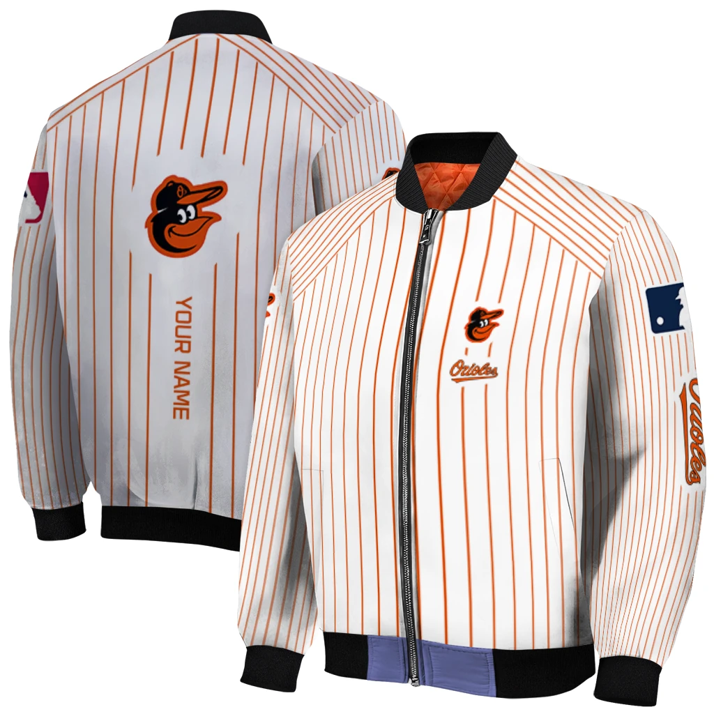 custom baltimore orioles athlete pinstripes white bomber jacket best selling custom baltimore orioles athlete pinstripes white bomber jacket best selling