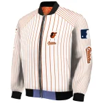 custom baltimore orioles athlete pinstripes white bomber jacket best selling