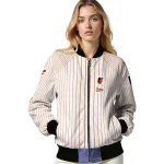 custom baltimore orioles athlete pinstripes white bomber jacket best selling