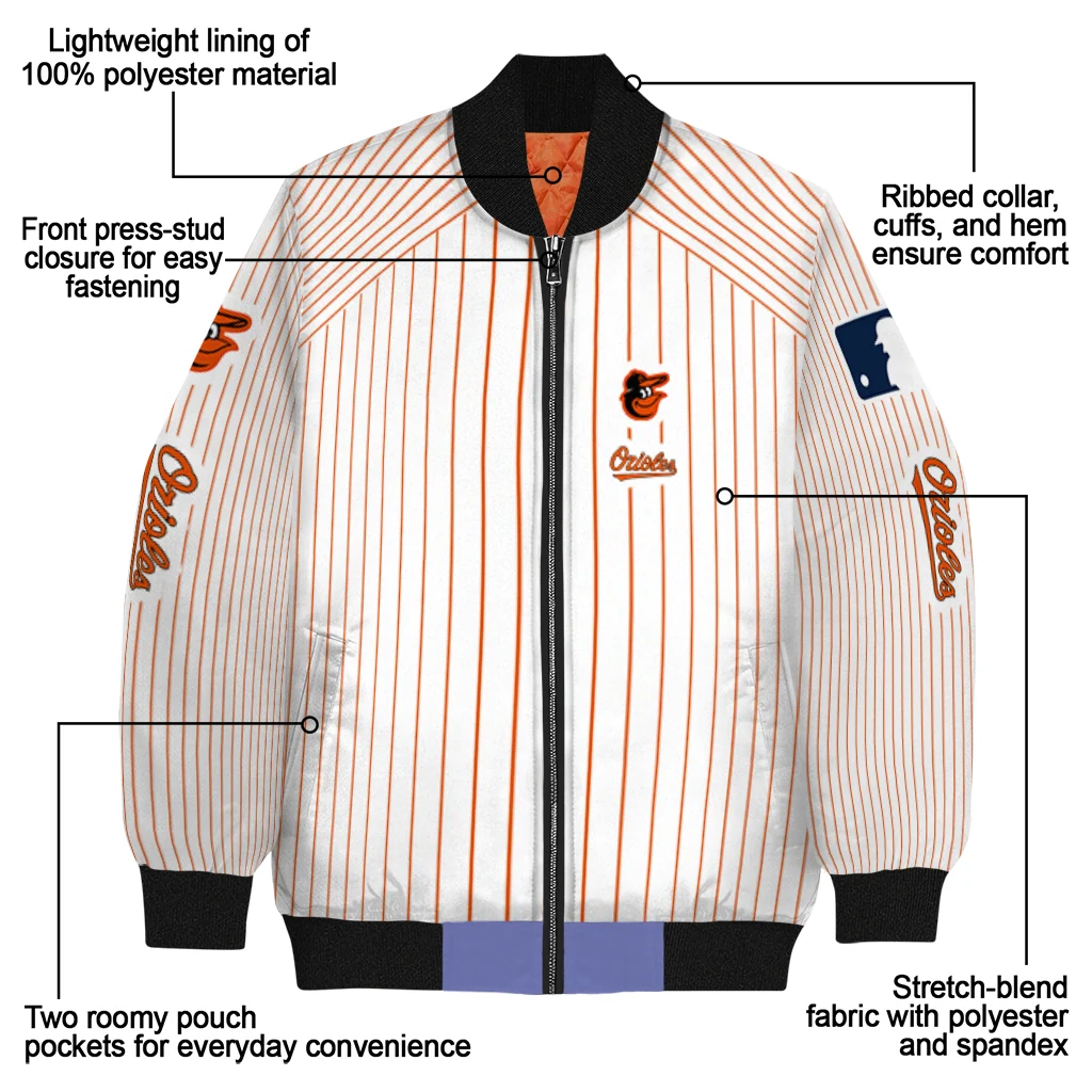 custom baltimore orioles athlete pinstripes white bomber jacket new arrival custom baltimore orioles athlete pinstripes white bomber jacket new arrival