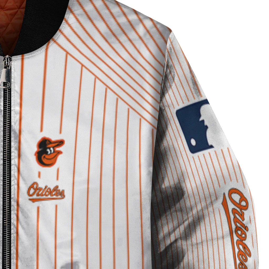 custom baltimore orioles athlete pinstripes white bomber jacket premium grade custom baltimore orioles athlete pinstripes white bomber jacket premium grade