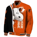 custom baltimore orioles snoopy head orange varsity jacket best selling