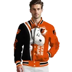 custom baltimore orioles snoopy head orange varsity jacket best selling
