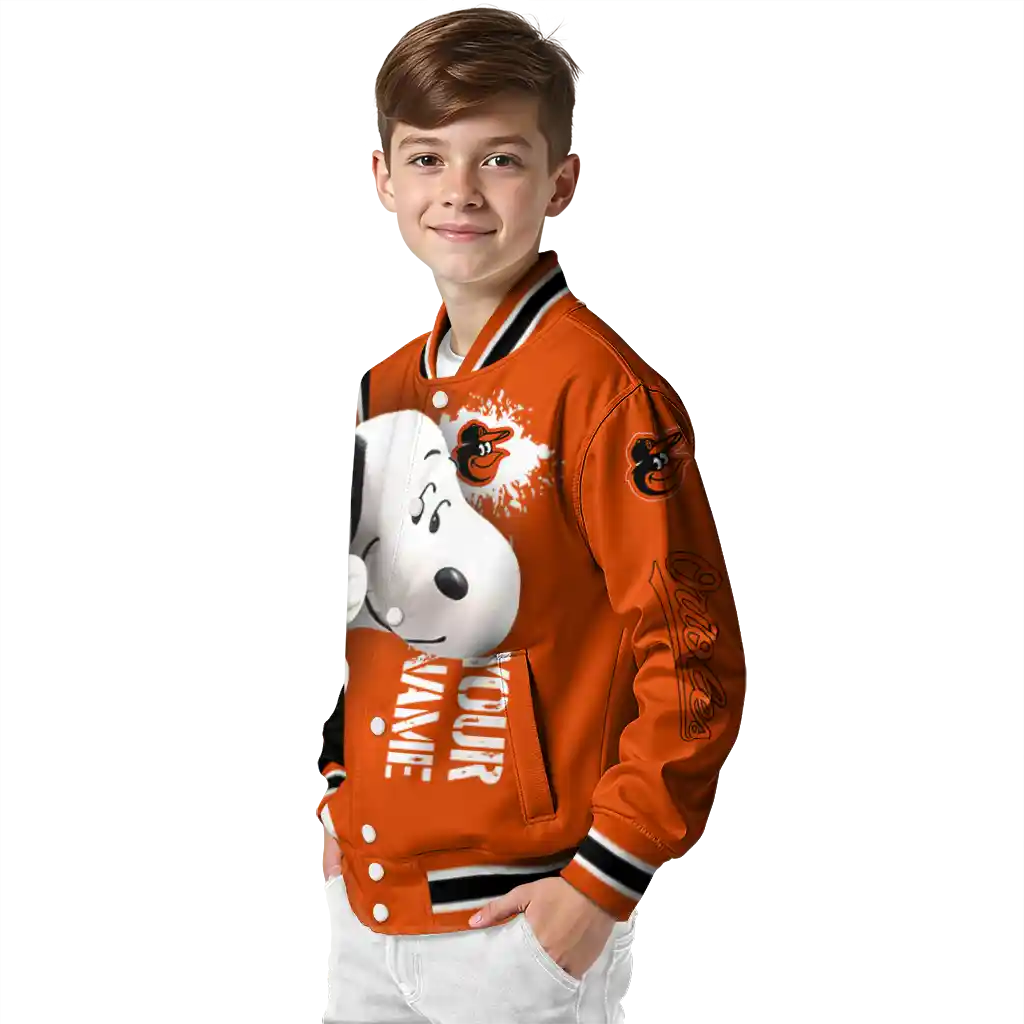 custom baltimore orioles snoopy head orange varsity jacket trendy custom baltimore orioles snoopy head orange varsity jacket trendy