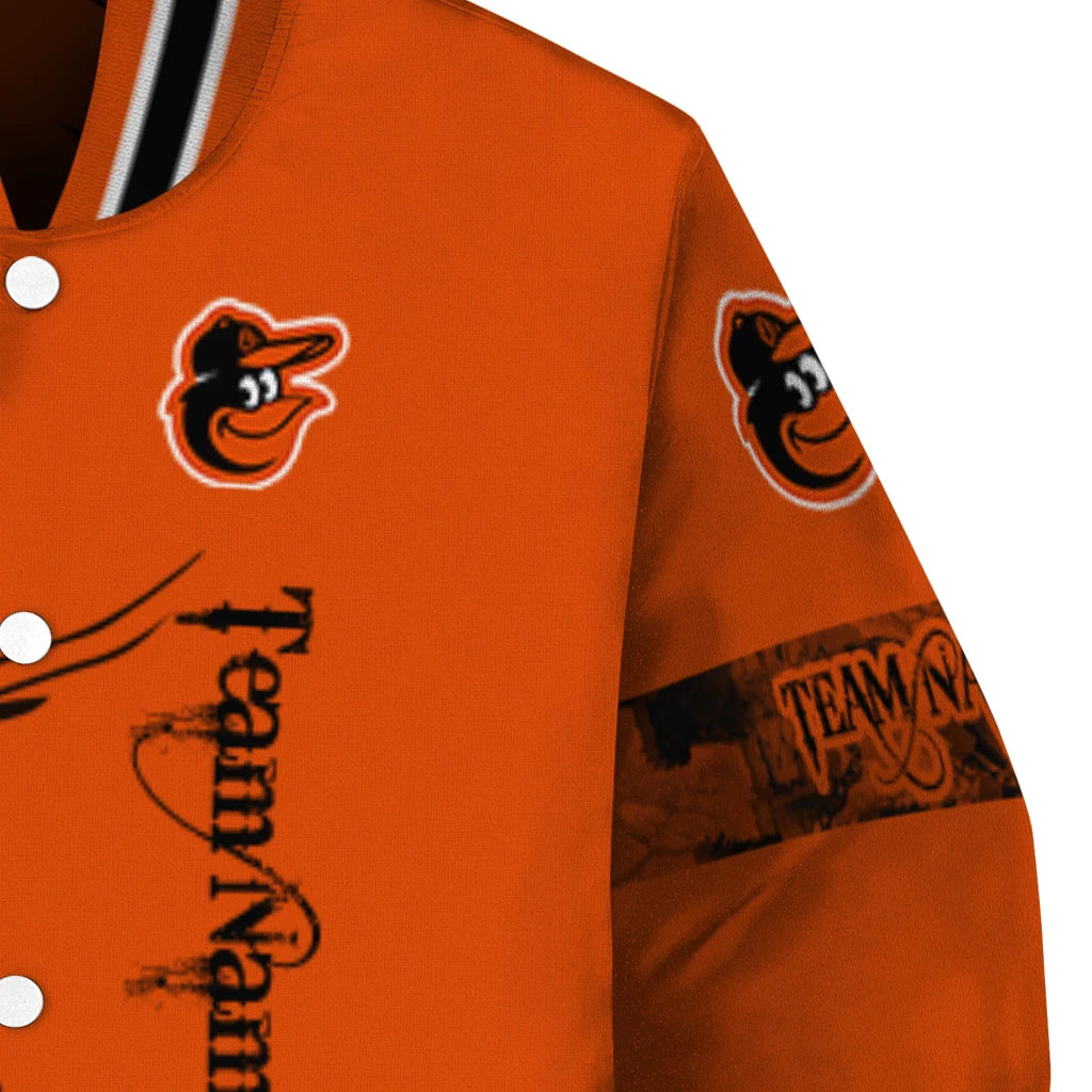 custom baltimore orioles tribal deer art orange varsity jacket premium grade custom baltimore orioles tribal deer art orange varsity jacket premium grade