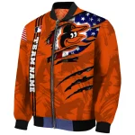 custom baltimore orioles us flag claws orange bomber jacket best selling