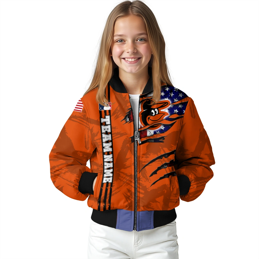 custom baltimore orioles us flag claws orange bomber jacket top rated custom baltimore orioles us flag claws orange bomber jacket top rated