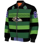 custom baltimore ravens clover green lines green black bomber jacket best selling