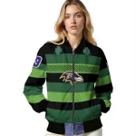 custom baltimore ravens clover green lines green black bomber jacket best selling