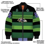 custom baltimore ravens clover green lines green black bomber jacket best selling