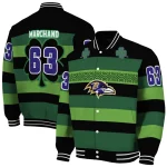 custom baltimore ravens clover green lines green black varsity jacket best selling