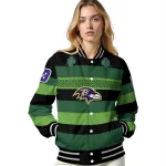 custom baltimore ravens clover green lines green black varsity jacket best selling