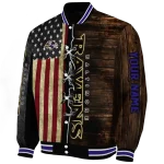 custom baltimore ravens flag wood brown varsity jacket best selling