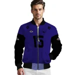 custom baltimore ravens team patch purple bomber jacket best selling