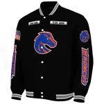 custom boise state broncos american flag skull black varsity jacket best selling