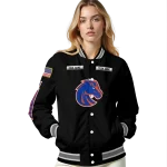 custom boise state broncos american flag skull black varsity jacket best selling