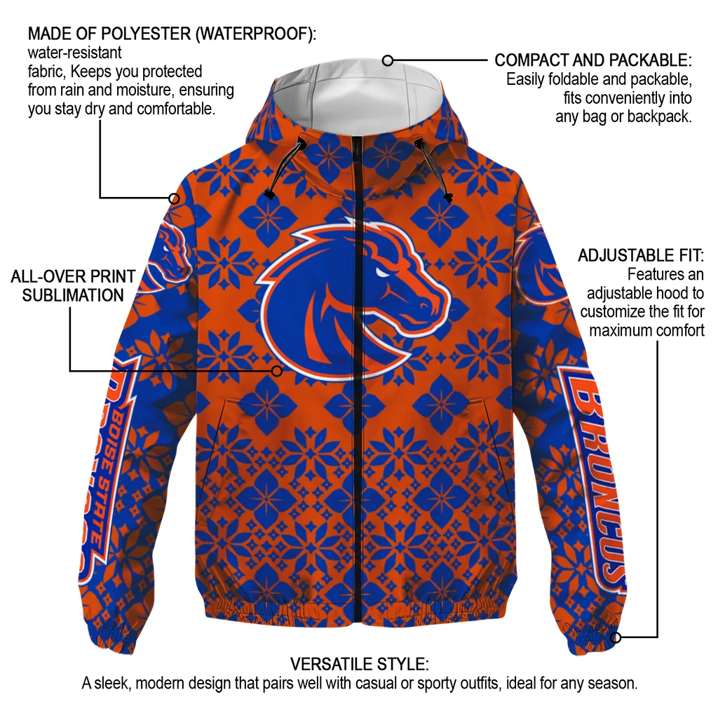 custom boise state broncos geometric blossom orange windbreaker jacket new arrival custom boise state broncos geometric blossom orange windbreaker jacket new arrival