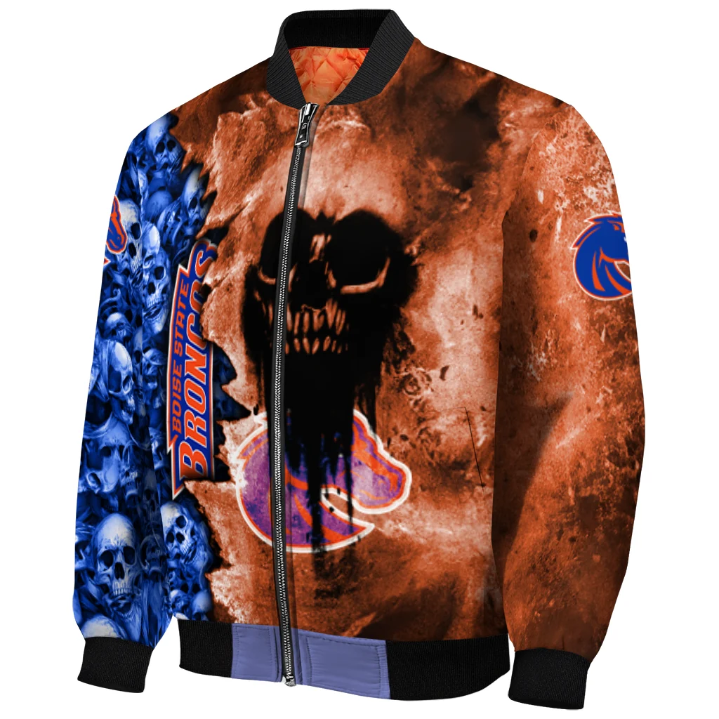 custom boise state broncos skull cluster orange bomber jacket fashion forward custom boise state broncos skull cluster orange bomber jacket fashion forward